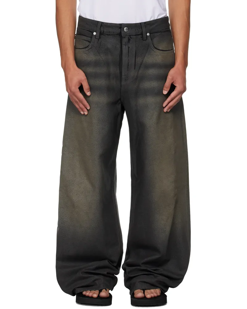 Alexander Wang Black Leather Look Relaxed Jeans 011