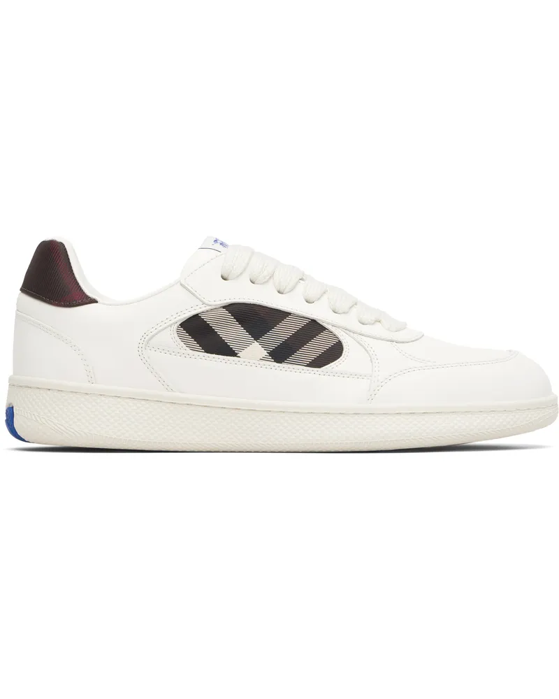 Burberry White Leather & Check Terrace Sneakers Cotton