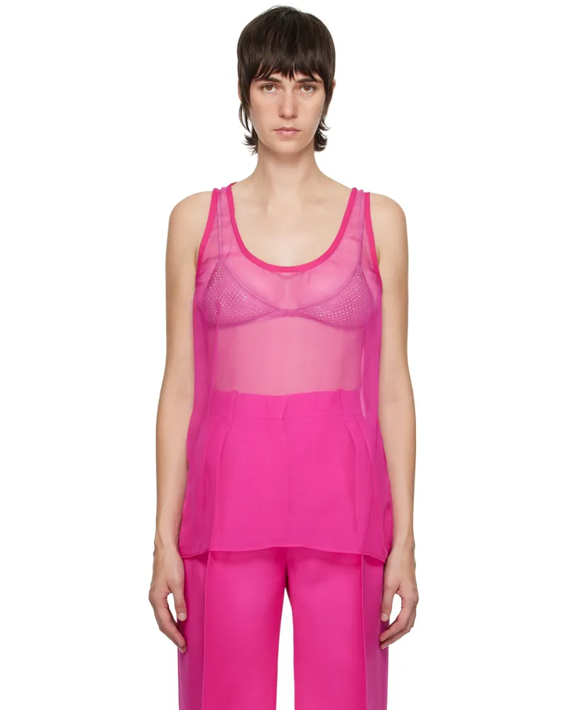 Valentino Garavani Pink Semi-Sheer Tank Top Uwt