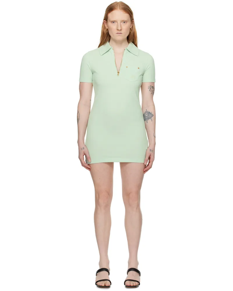 Palm Angels Green Half-Zip Minidress Mint