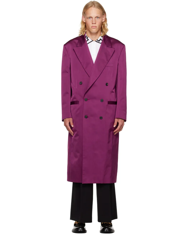 Versace Purple Double-Breasted Coat 1la50