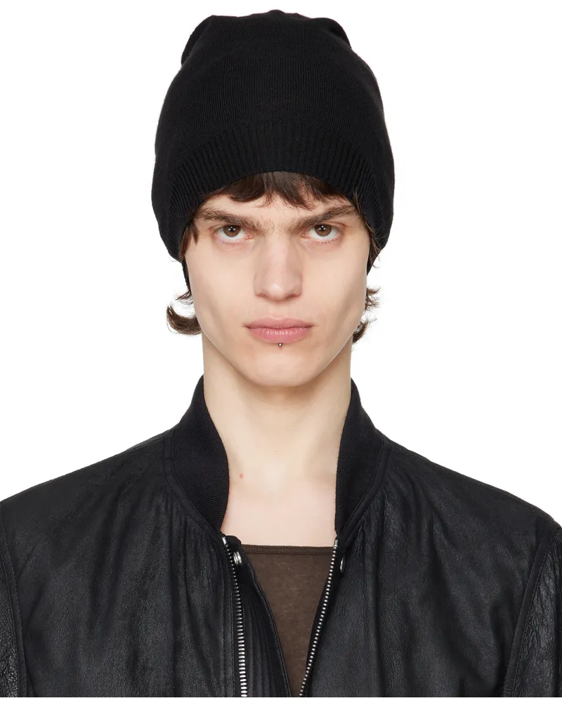 Rick Owens Black Hollywood Medium Beanie 09