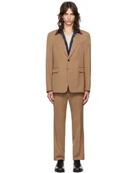 Dries van Noten Tan Single-Breasted Wool Suit Tan