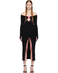 Versace Jeans Black V-Emblem Midi Dress Eblack