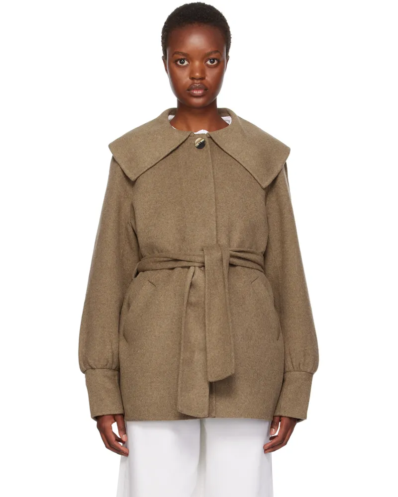 Ganni Brown Relaxed-Fit Coat 554