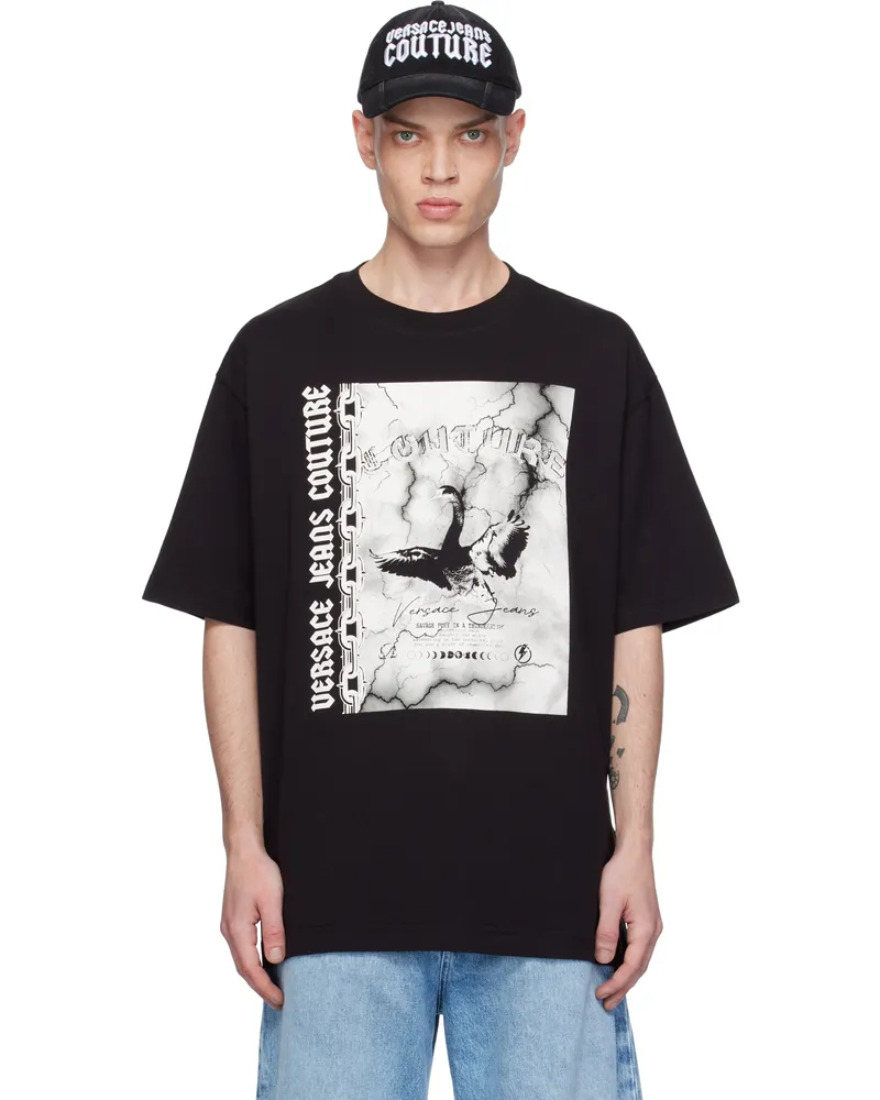 Versace Jeans Black Screen-Printed T-shirt E899-black