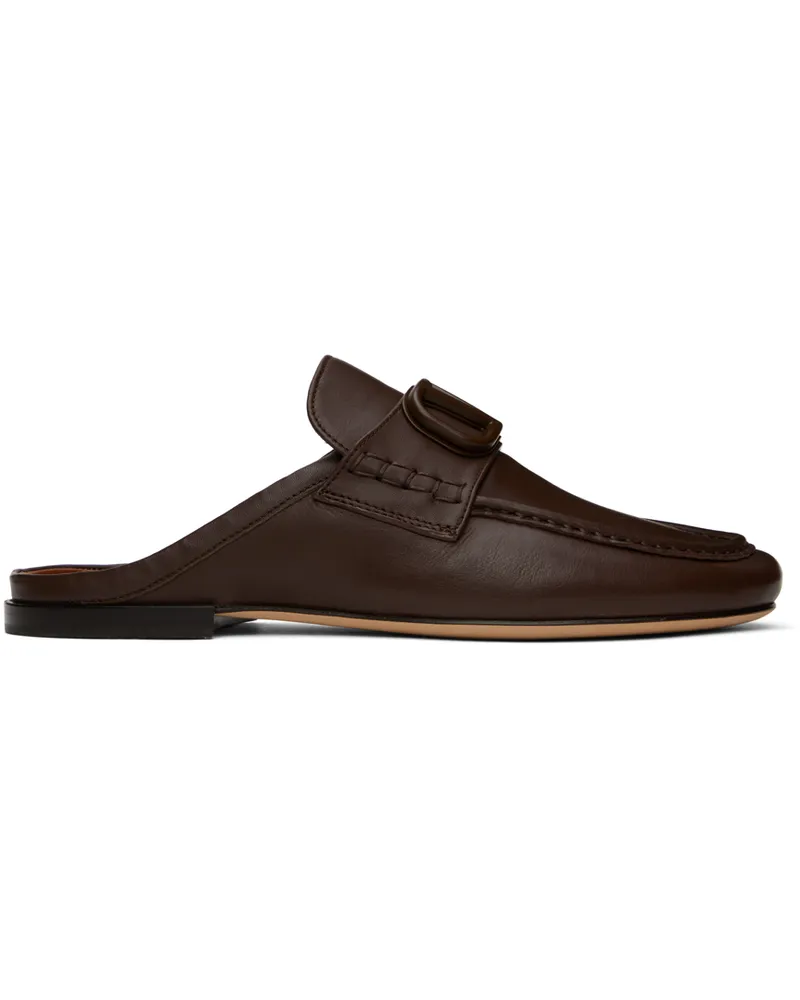 Valentino Garavani Brown VLogo Signature Slippers Fondant