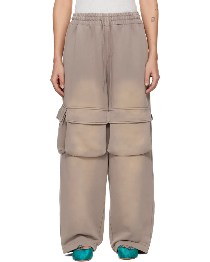 OPEN YY Beige Washed Pocket Baggy Sweatpants Beige