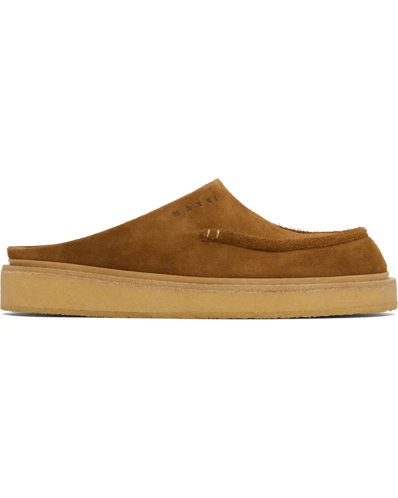 Marni Brown Suede Sabot Slip-on Loafers 00m30