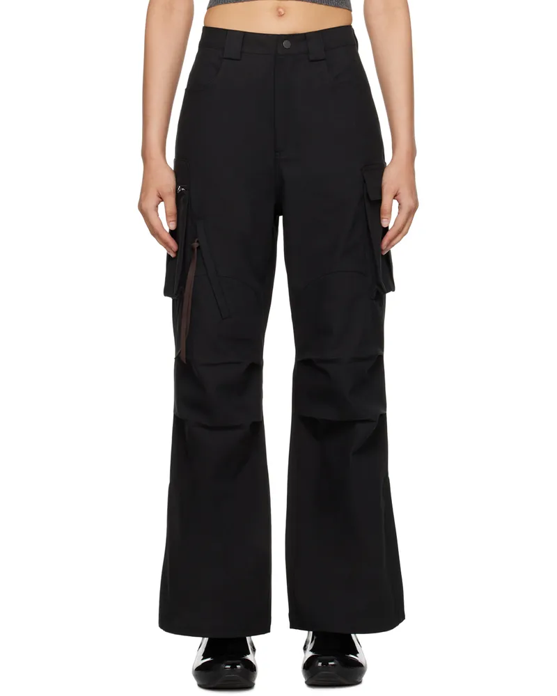 Fax Copy Express Black Slit-Hem Cargo Pants Black