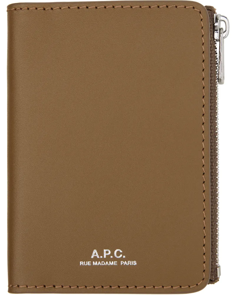 A.P.C. Brown Stefan Zip Card Holder Caw