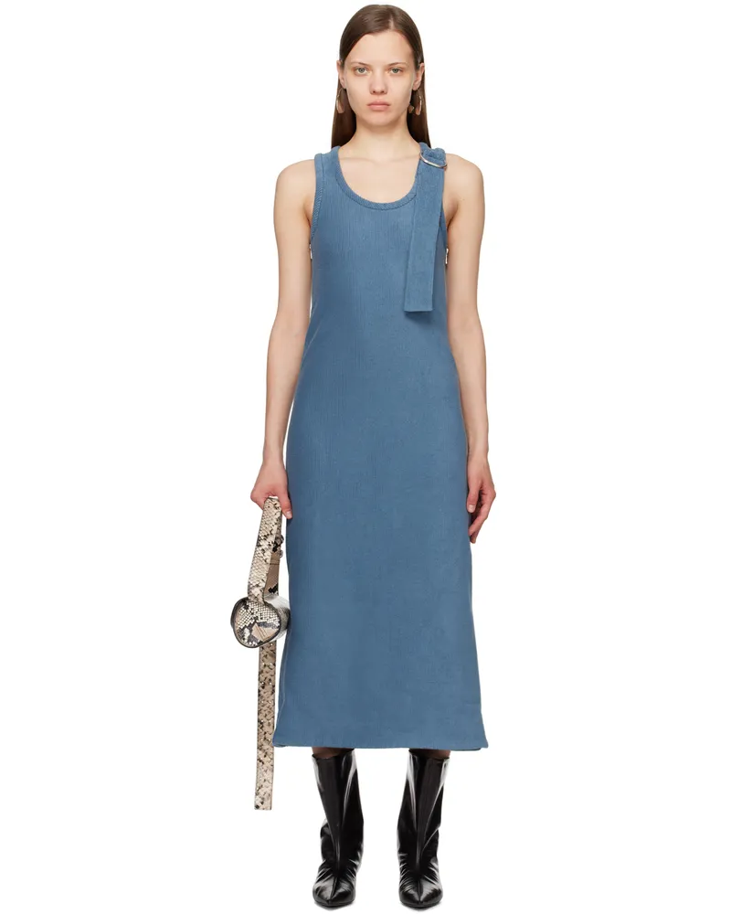 Jil Sander Blue Zip Maxi Dress 041