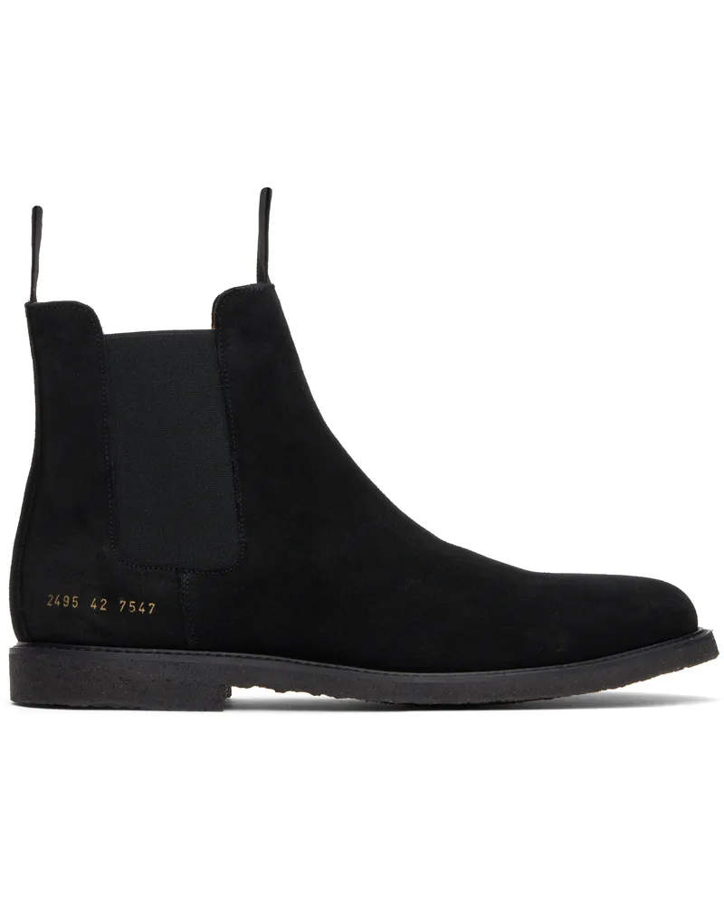 Common Projects Black Waxed Suede Chelsea Boots 7547