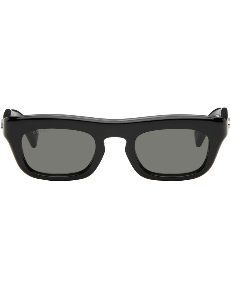 Gucci Black Rectangular Frame Sunglasses Black-black-grey