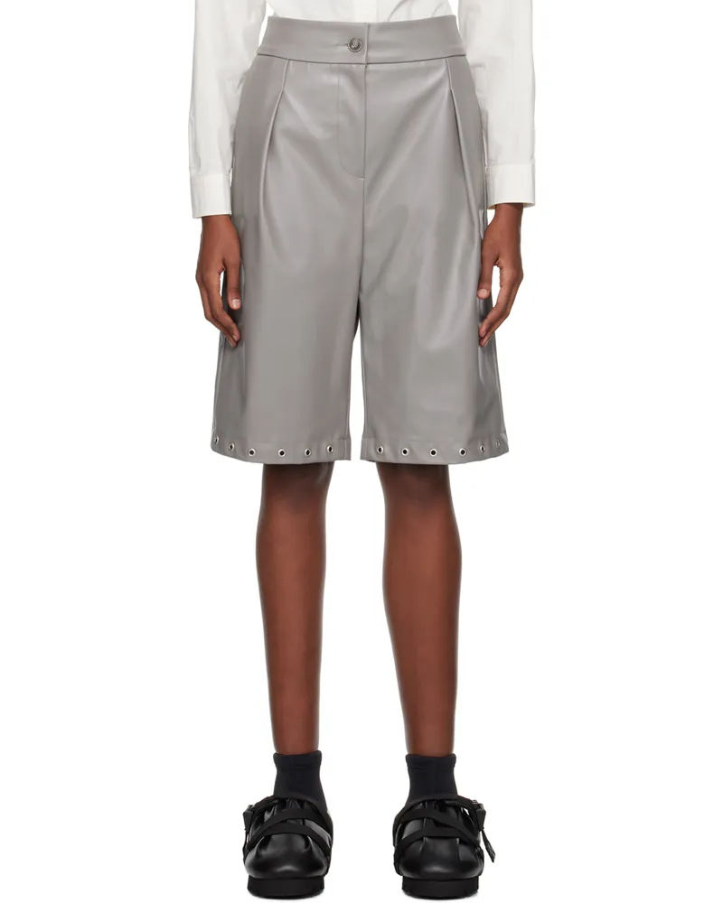 YUME YUME Gray Gardener Faux-Leather Shorts Grey