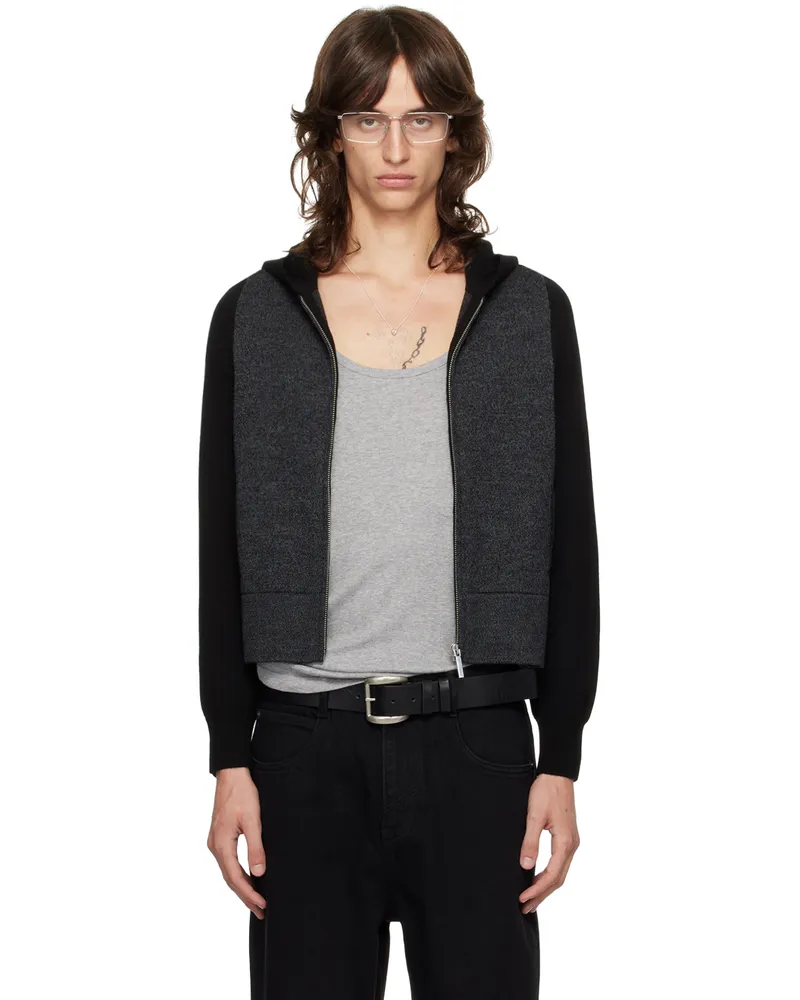 Fax Copy Express Black Cropped 'Great Tit' Hoodie Black