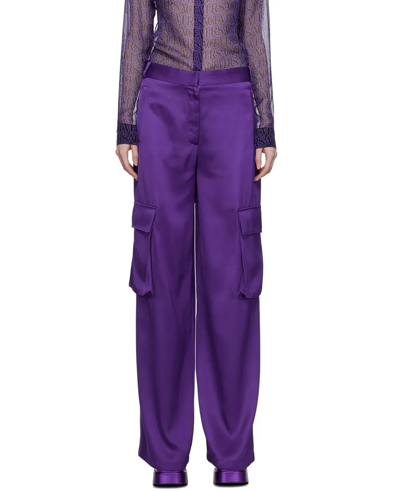 Versace Purple Wide-Leg Trousers 1ld60