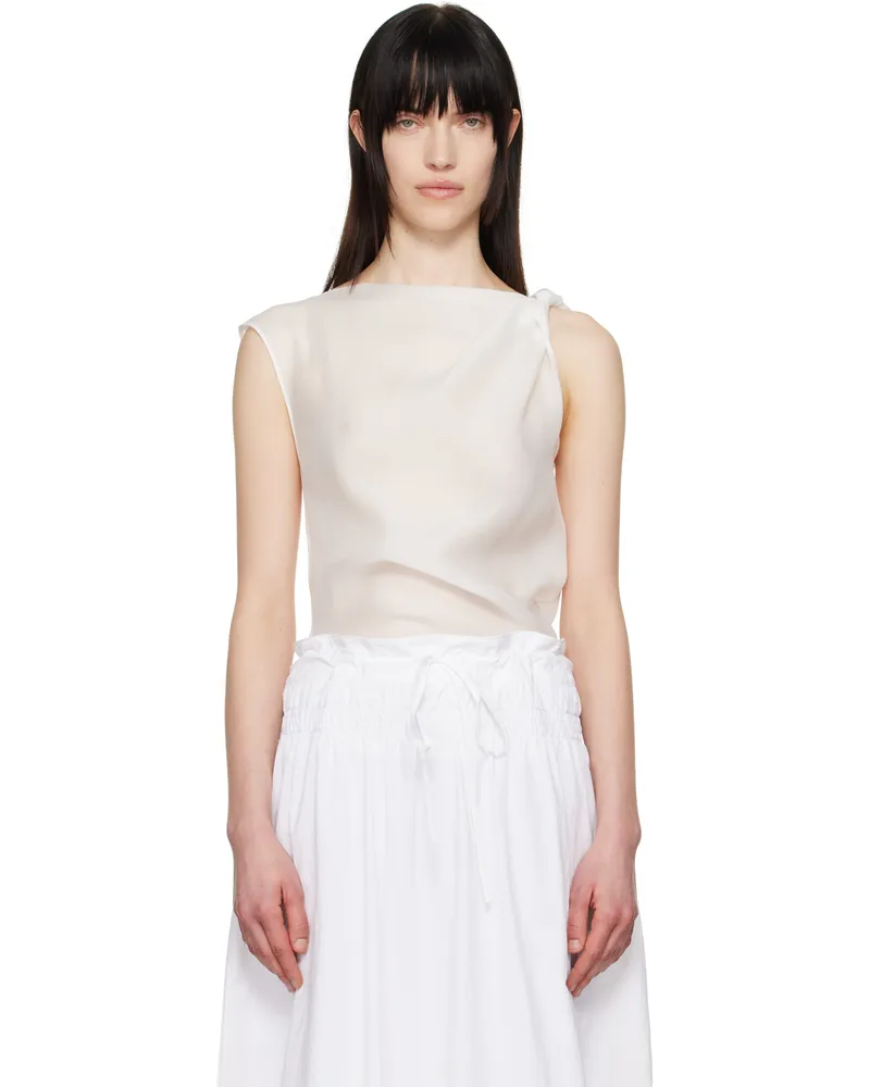 LE 17 SEPTEMBRE White Asymmetrical Draped Tank Top White