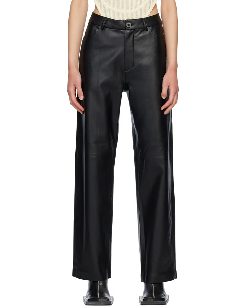 Holzweiler Black Neptune Faux-Leather Trousers 1051