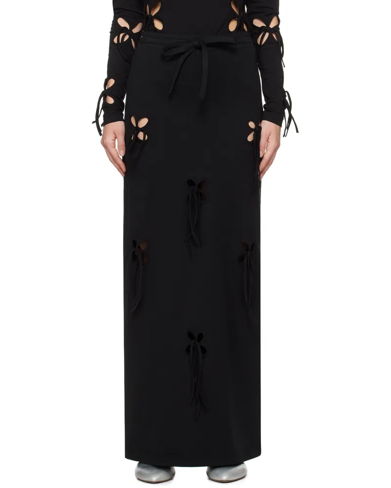 J.KIM Black Petal Maxi Skirt Black