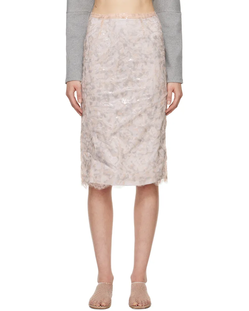 Christopher Esber Pink & Blue Laminated Midi Skirt Chalk