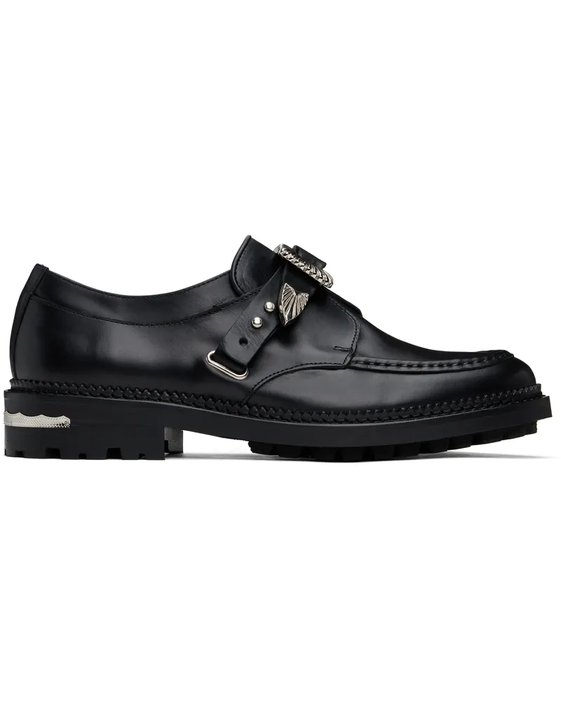 Toga SSENSE Exclusive Black Hard Leather Monkstraps Black