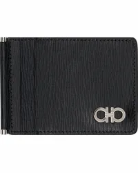 Ferragamo Black & Red Gancini Card Holder Nero