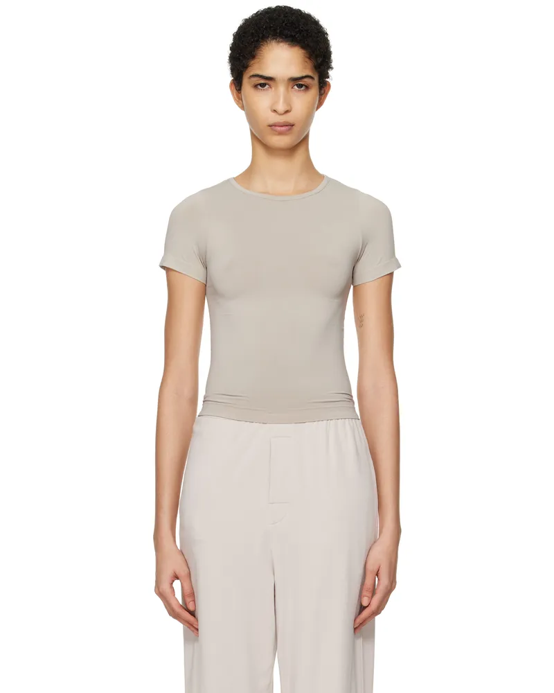 SKIMS Gray Soft Smoothing Seamless T-shirt Stone