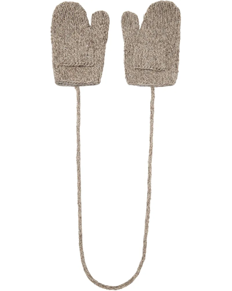 Maison Margiela Beige Shetland Wool Mittens 001f