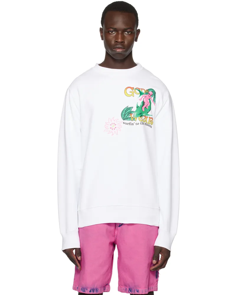 GCDS White Surfing Wirdo Sweatshirt White