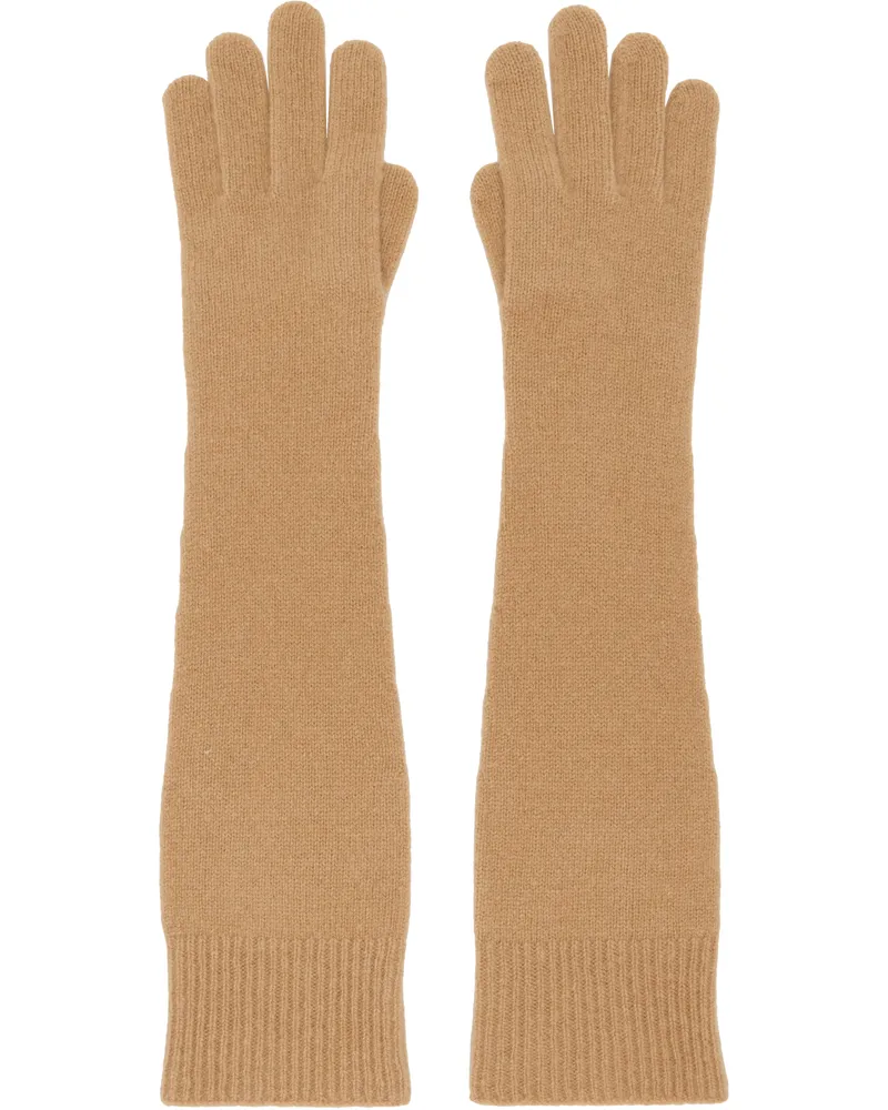 Totême Tan Long Knit Gloves Camel