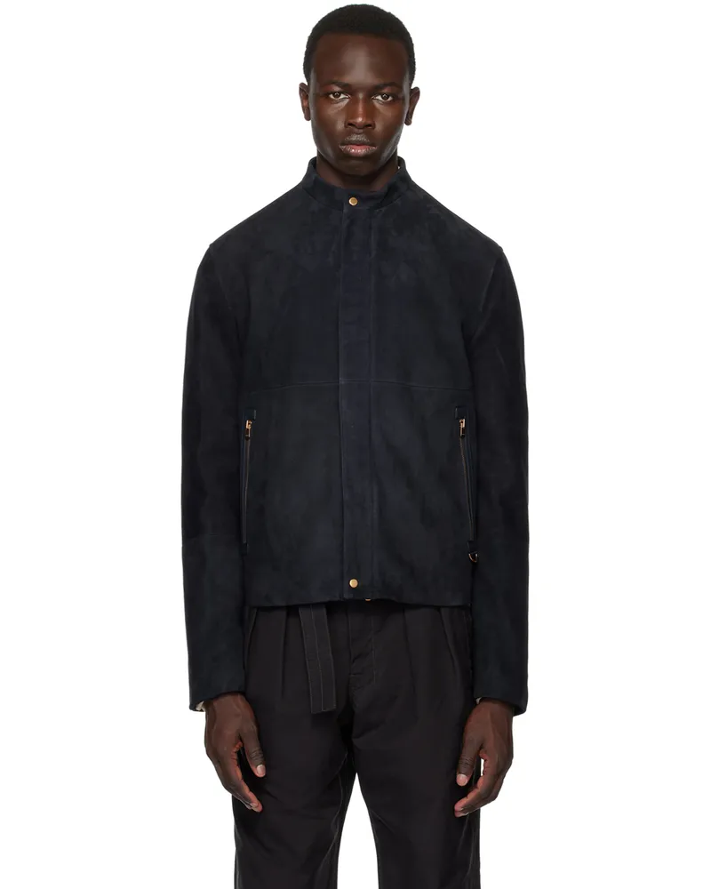 AGNONA Navy Zip Leather Jacket B92