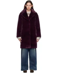 STAND Purple Camille Cocoon Faux-Fur Coat Dark