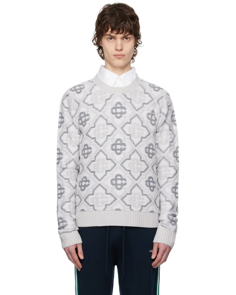 Casablanca Paris Gray Monogram Knit Sweater Grey