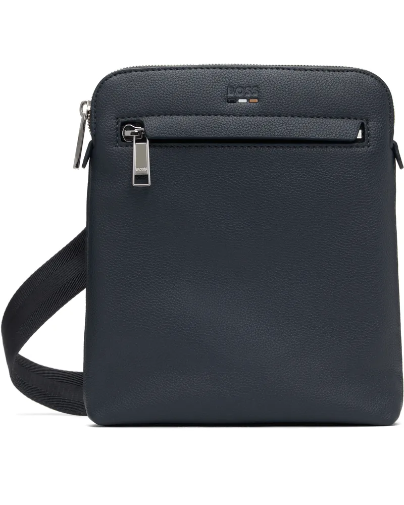 HUGO BOSS Navy Faux-Leather Zip Bag 426-medium