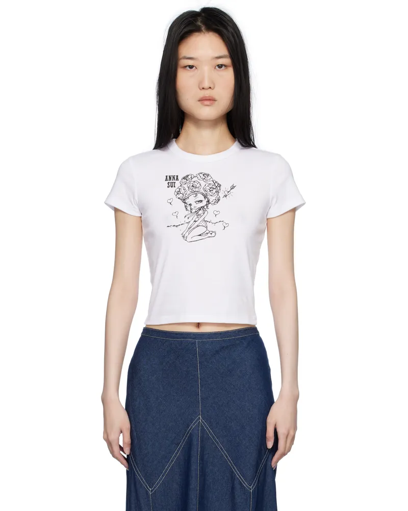 Anna Sui White Crewneck Beach Girl Baby T-shirt White