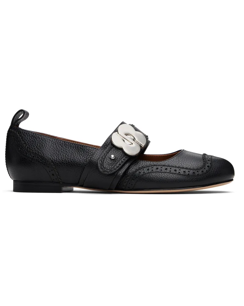 SHUSHU/TONG Black Round-Toe Ballerina Flats Ba100