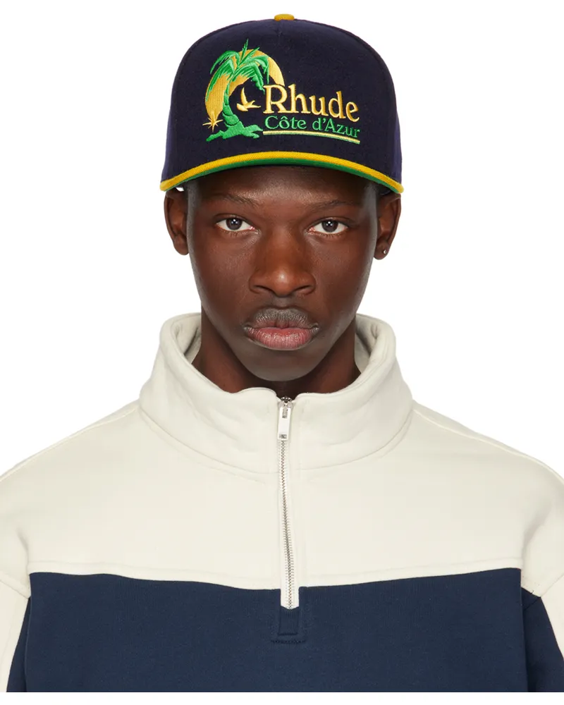 RHUDE Navy & Yellow Azur Coast Cap Navy