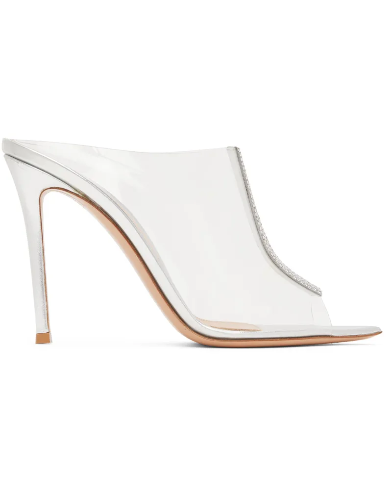 Gianvito Rossi Silver Sigma 105 Heeled Sandals Trasp+silver+silver