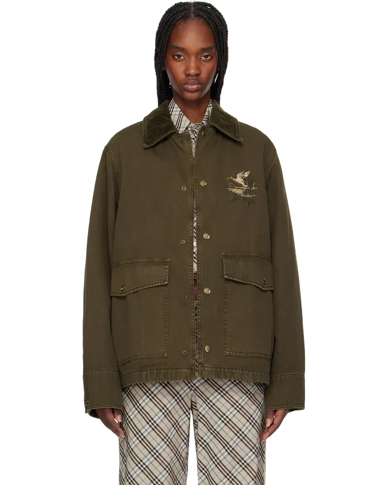 Burberry Khaki Cotton Field Jacket Juniper
