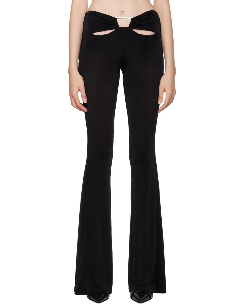 MISBHV Black Cutout Flared Trousers Black
