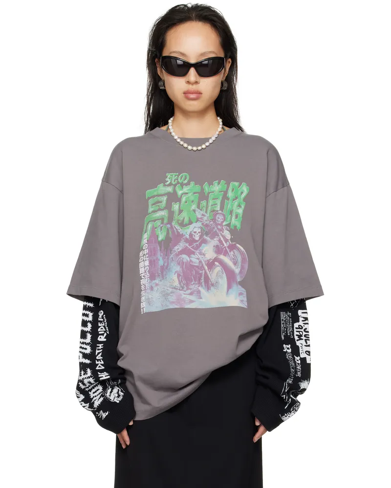 LU'U DAN Gray Double Deck T-shirt Double-deck