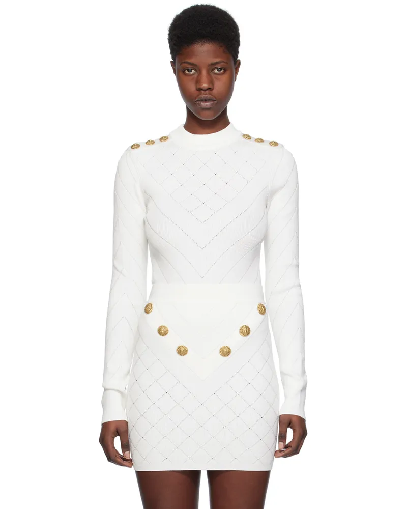 Balmain White Cutout Bodysuit 0fa