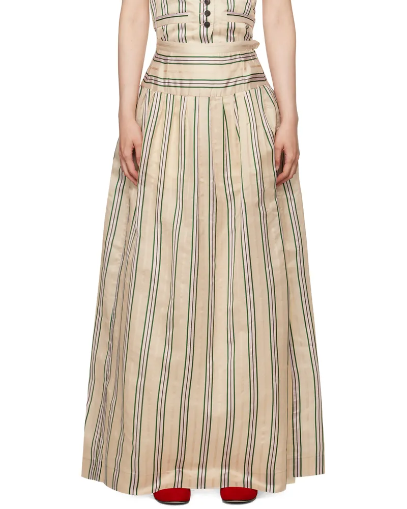 BODE Beige Antique Stripe Stowe Midi Skirt Crmlt