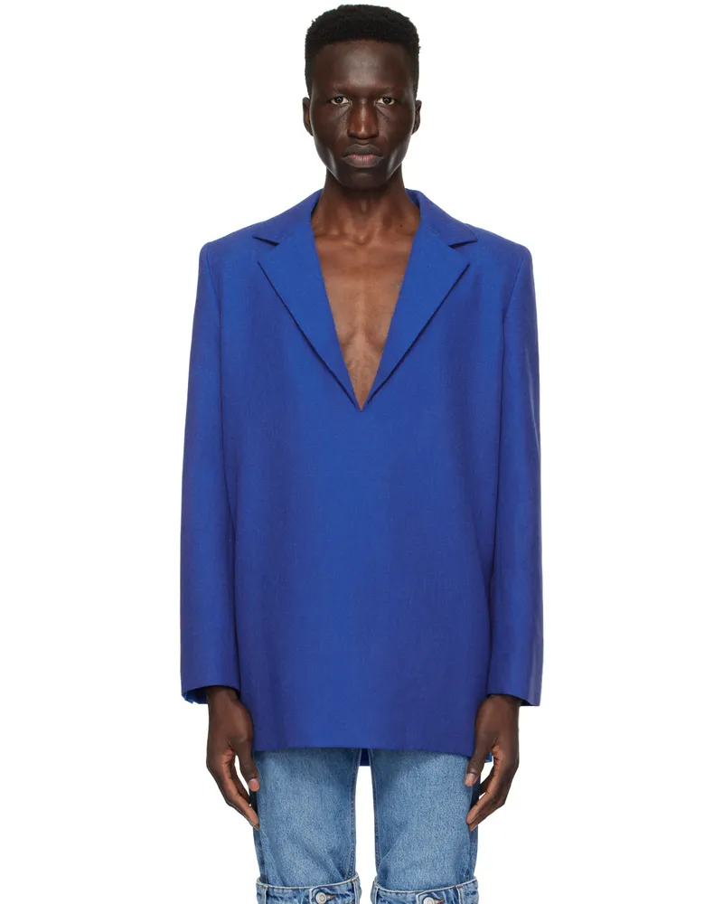 COPERNI Blue Plunging Blazer Blue