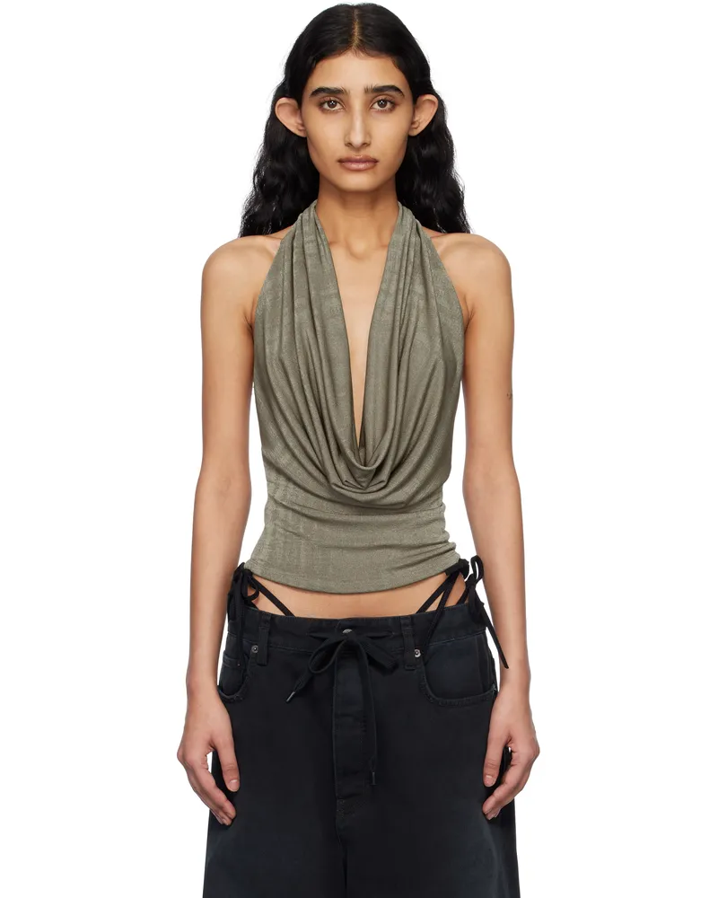 MISBHV Taupe Cowl Neck Top Silver