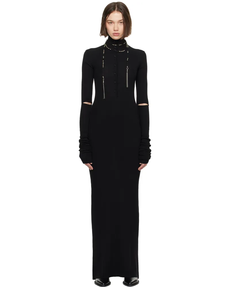 Ann Demeulemeester Black Hanzel Long Serafino Rib Maxi Dress 099