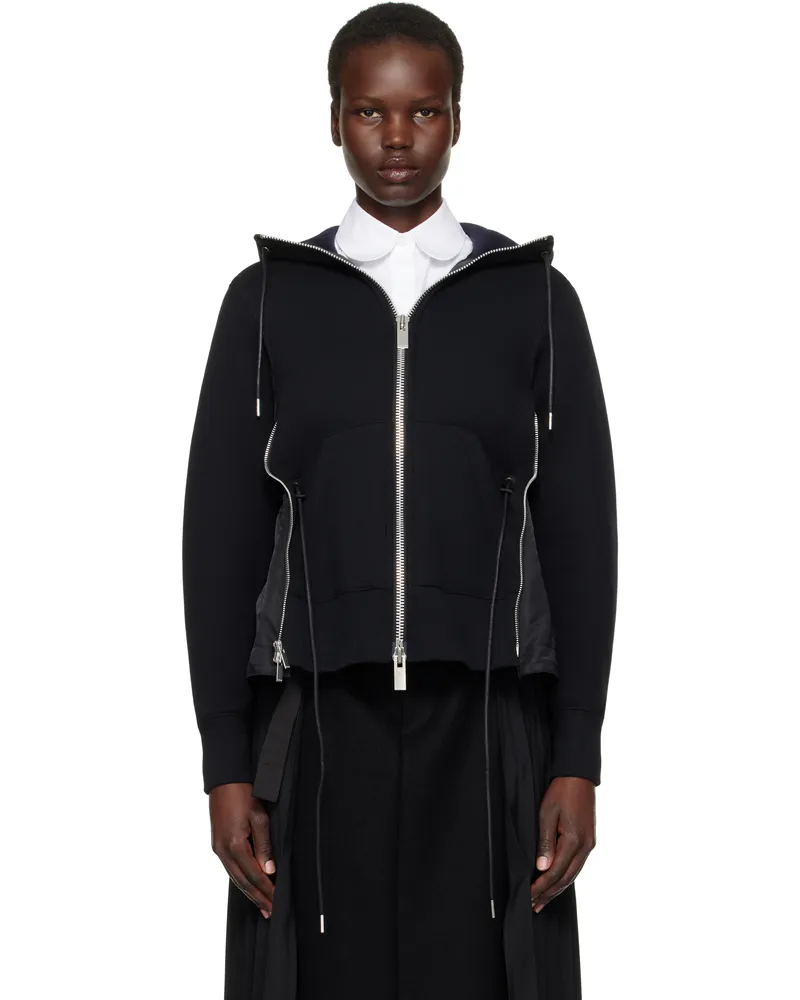 Sacai Black Sponge Sweat x Nylon Twill Hoodie 002
