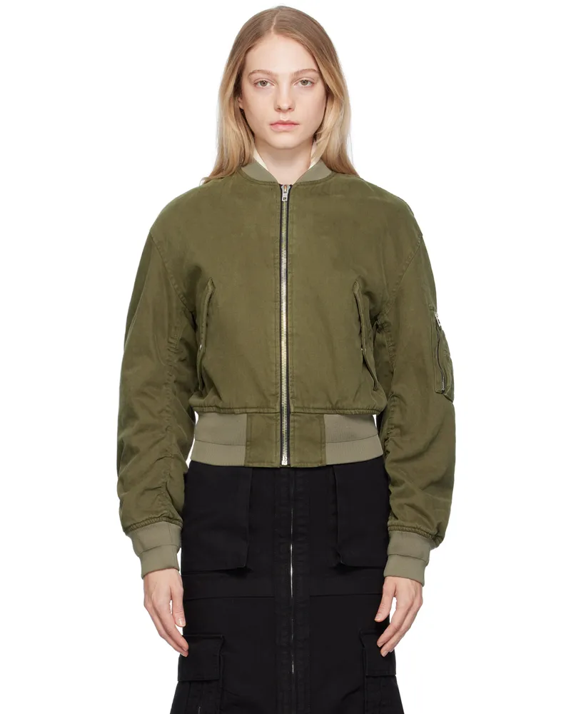 WE 11 DONE Khaki MA-1 Denim Bomber Jacket Khaki