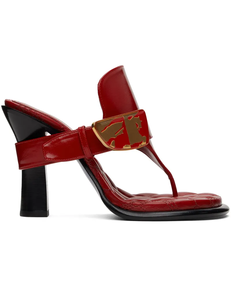 Burberry Red Leather Bay Heeled Sandals Scarlett